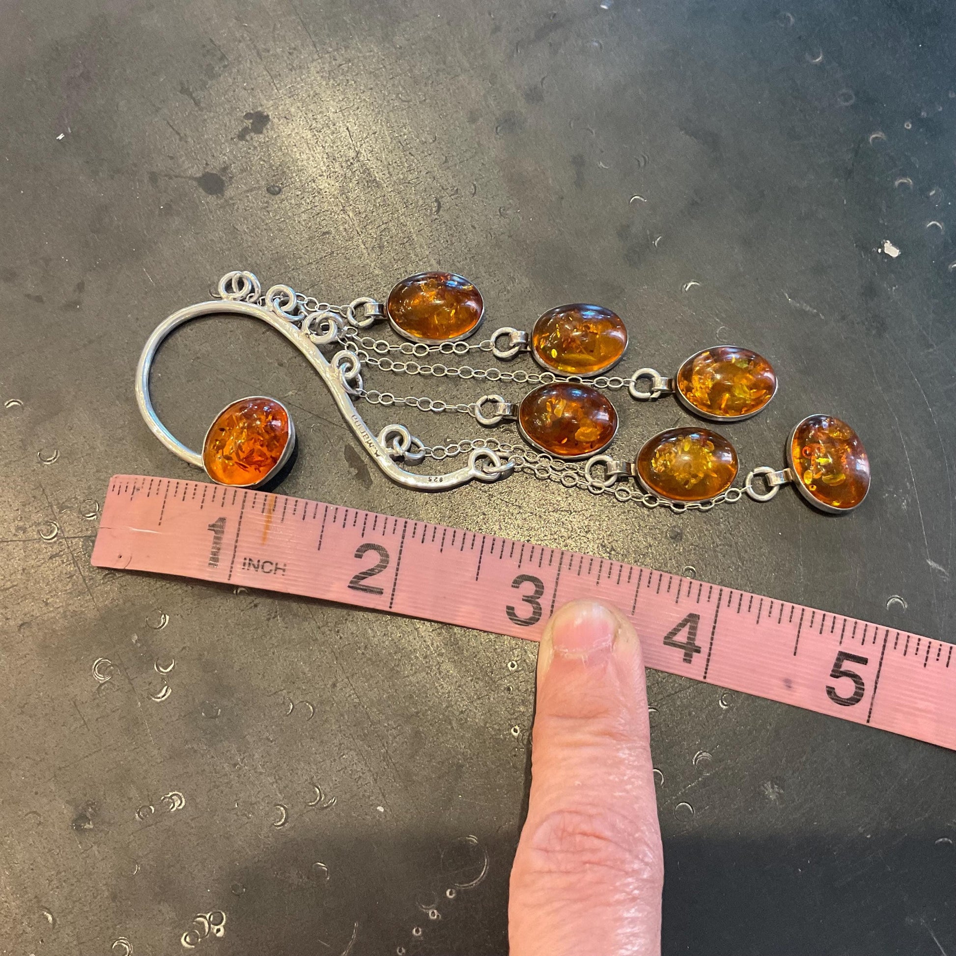 Sterling silver Baltic amber non piercing ear cuff Colors Of Etnika