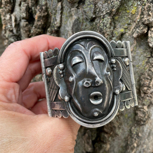 sterling silver French art deco collectors face bracelet Colors Of Etnika