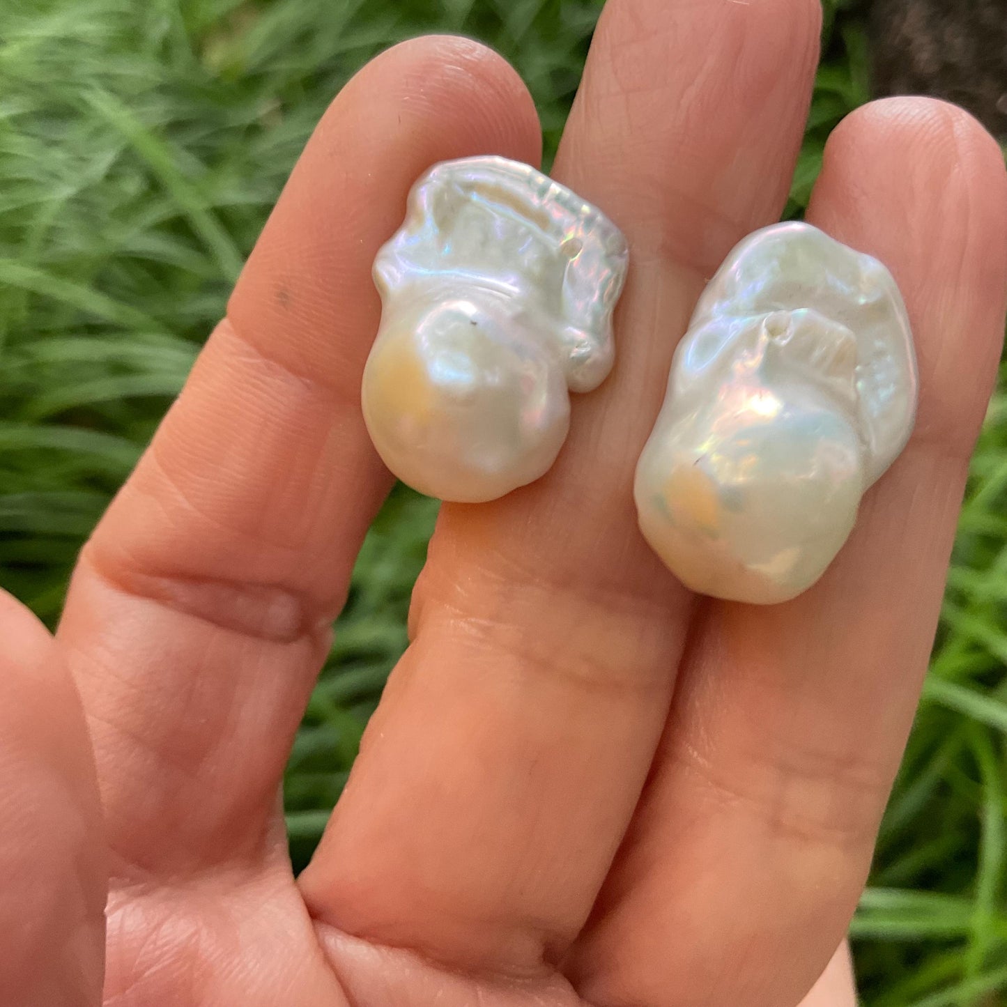 Sterling Silver white natural organic baroque pearl post Earrings Colors Of Etnika