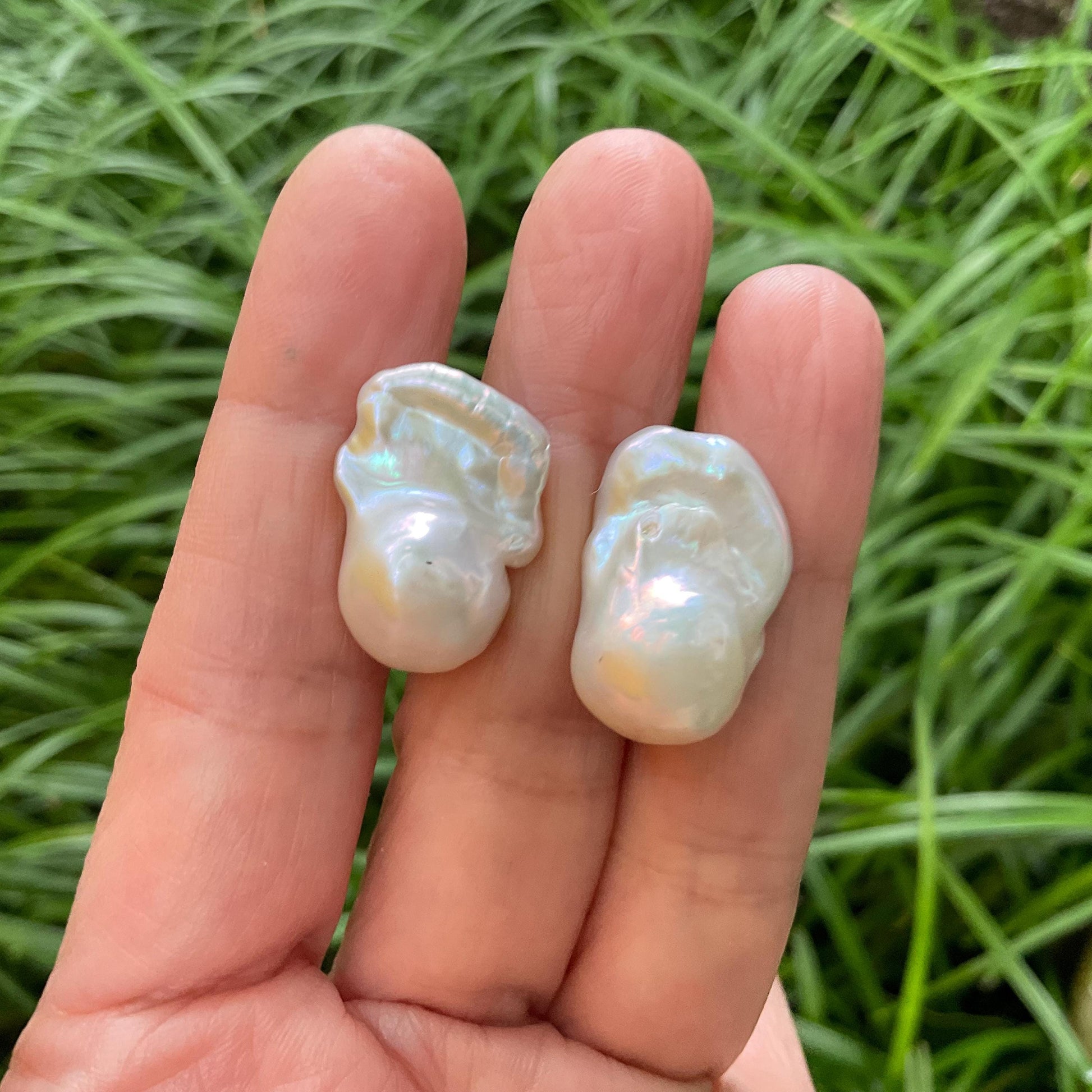 Sterling Silver white natural organic baroque pearl post Earrings Colors Of Etnika