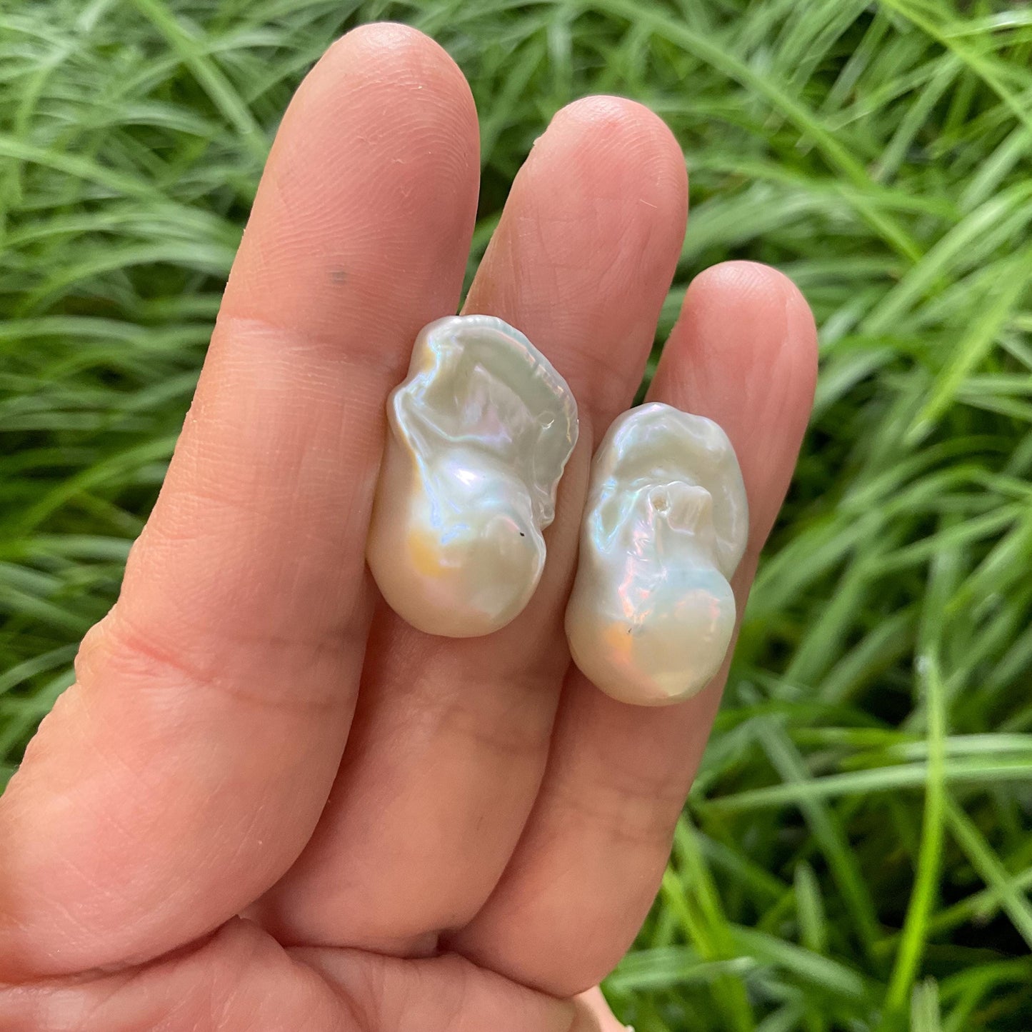 Sterling Silver white natural organic baroque pearl post Earrings Colors Of Etnika