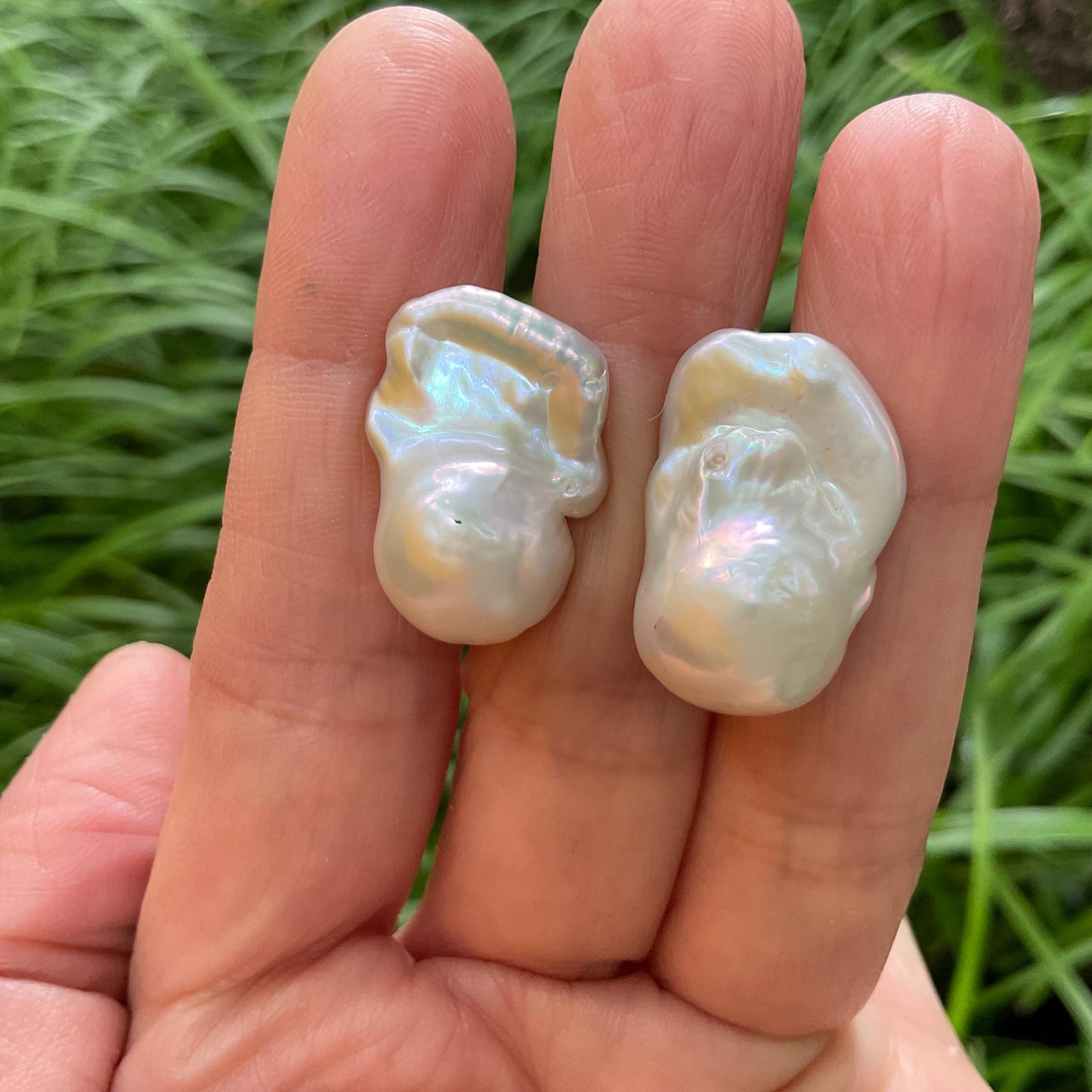 Sterling Silver white natural organic baroque pearl post Earrings Colors Of Etnika