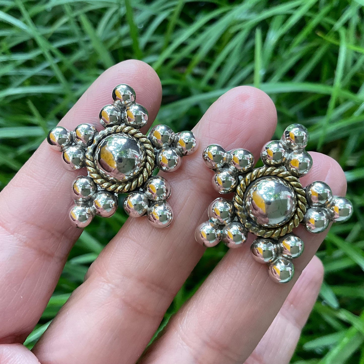 sterling silver Modernist star post vintage Earrings Colors Of Etnika
