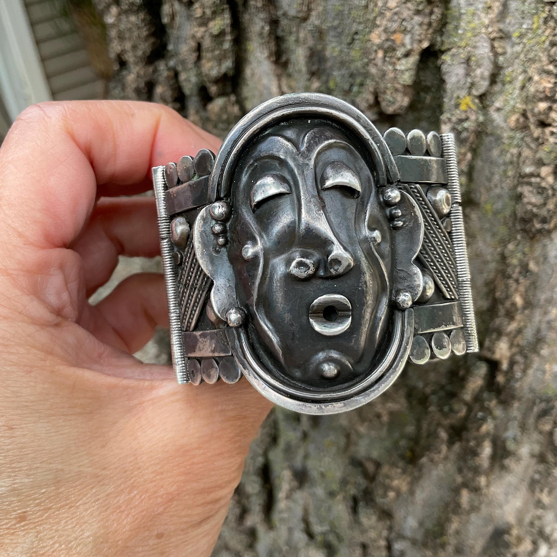 sterling silver French art deco collectors face bracelet Colors Of Etnika