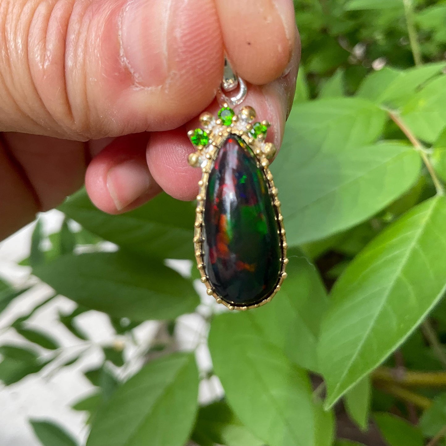 Natural fire opal Sterling Silver pendant Colors Of Etnika