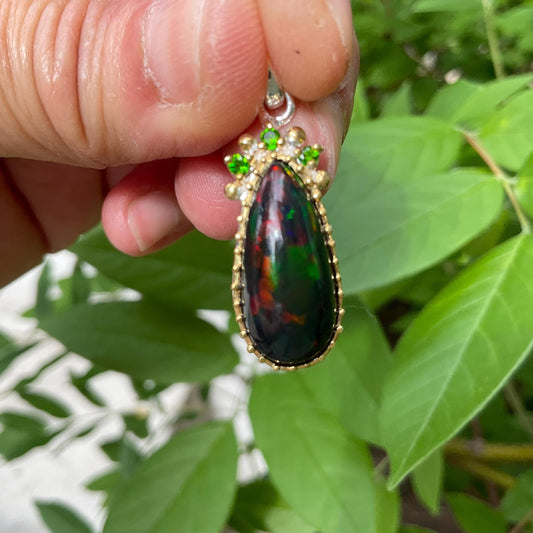 Natural fire opal Sterling Silver pendant Colors Of Etnika