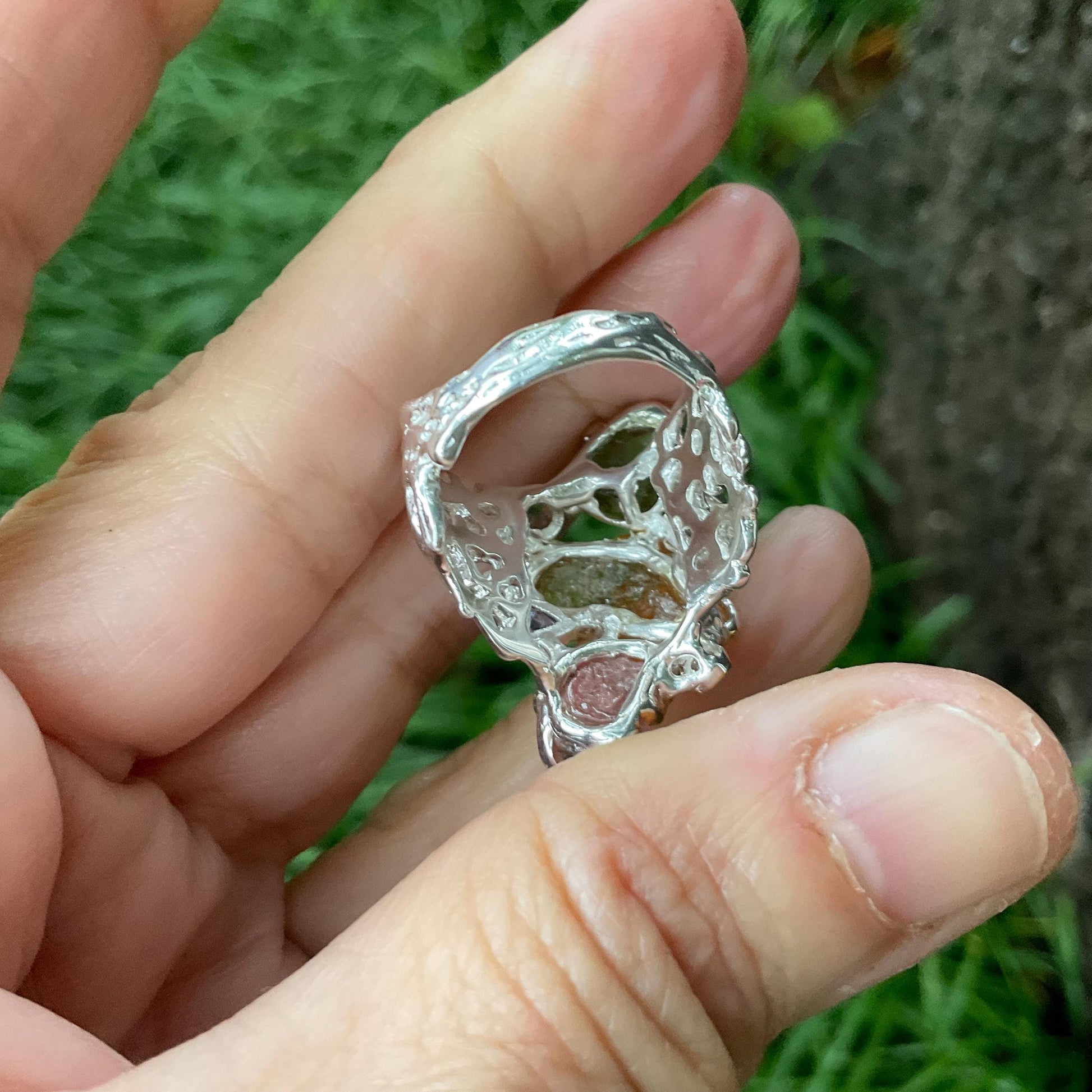 Sterling Silver tourmaline coral reef Ring 8 Colors Of Etnika