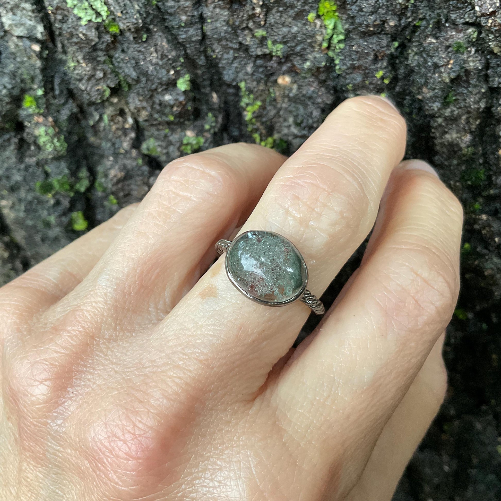 sterling silver ghost quartz dainty ring 7 Colors Of Etnika