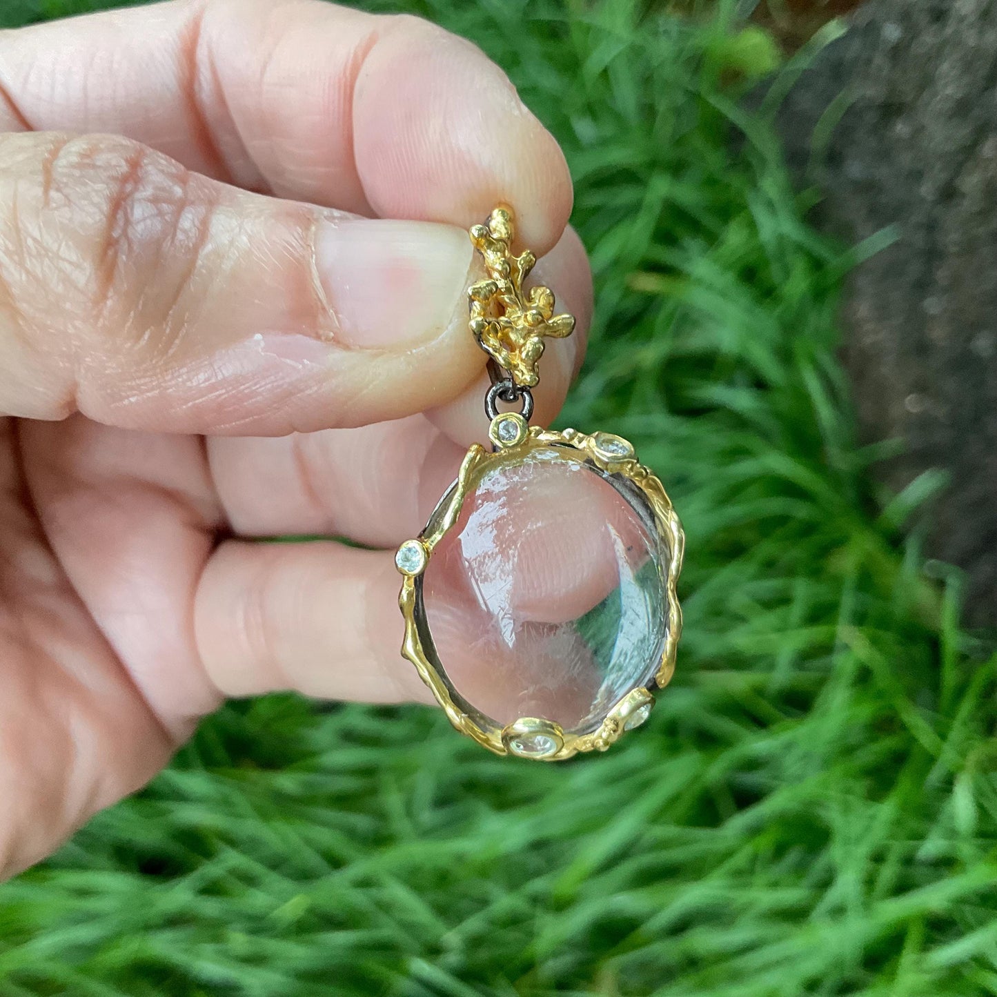 Sterling Silver ghostquartz  Pendant for Necklace Colors Of Etnika