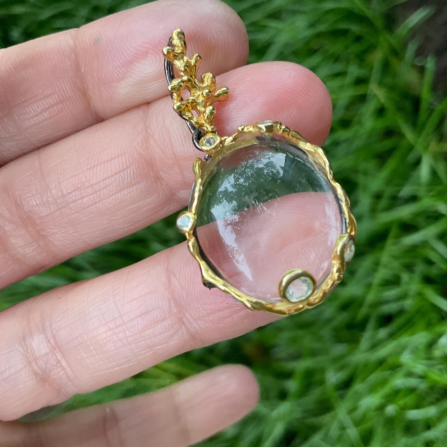 Sterling Silver ghostquartz  Pendant for Necklace Colors Of Etnika