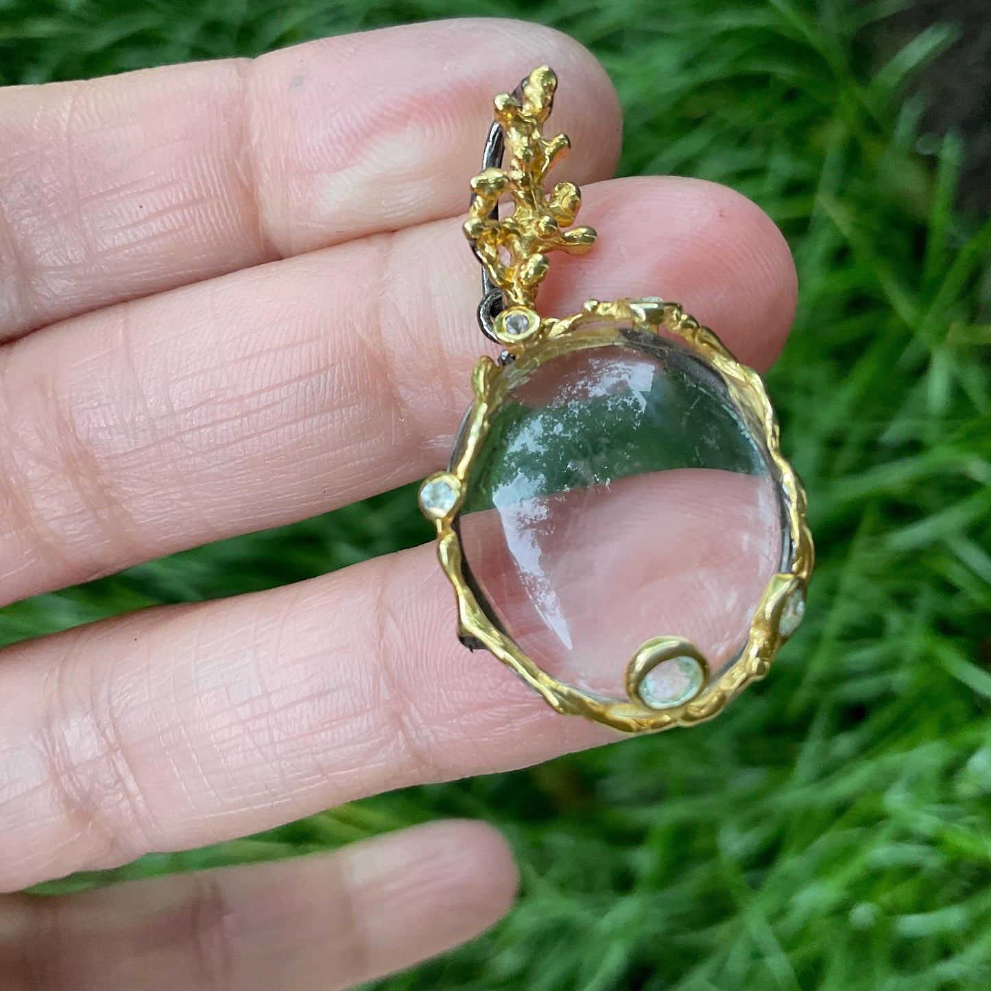 Sterling Silver ghostquartz  Pendant for Necklace Colors Of Etnika