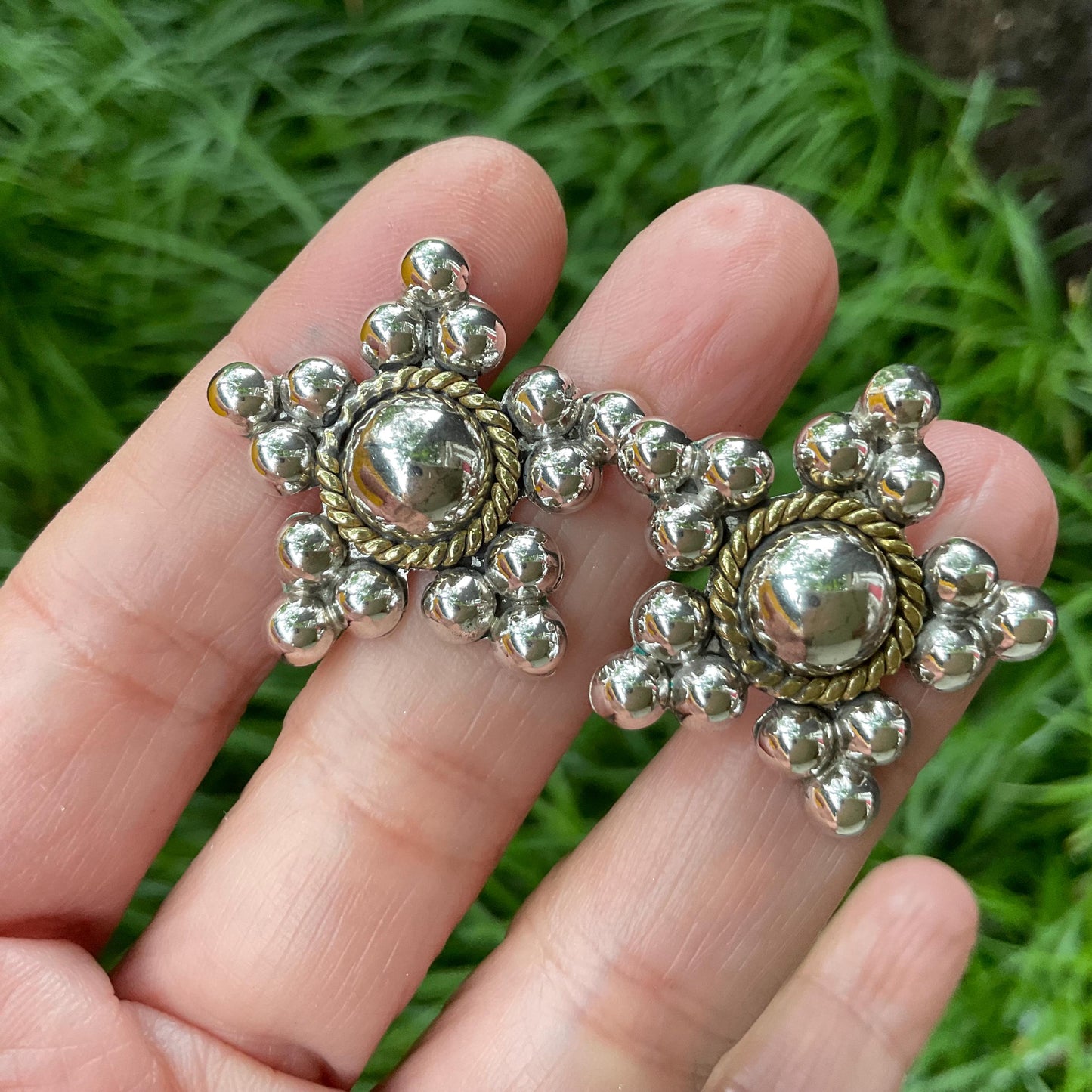 sterling silver Modernist star post vintage Earrings Colors Of Etnika