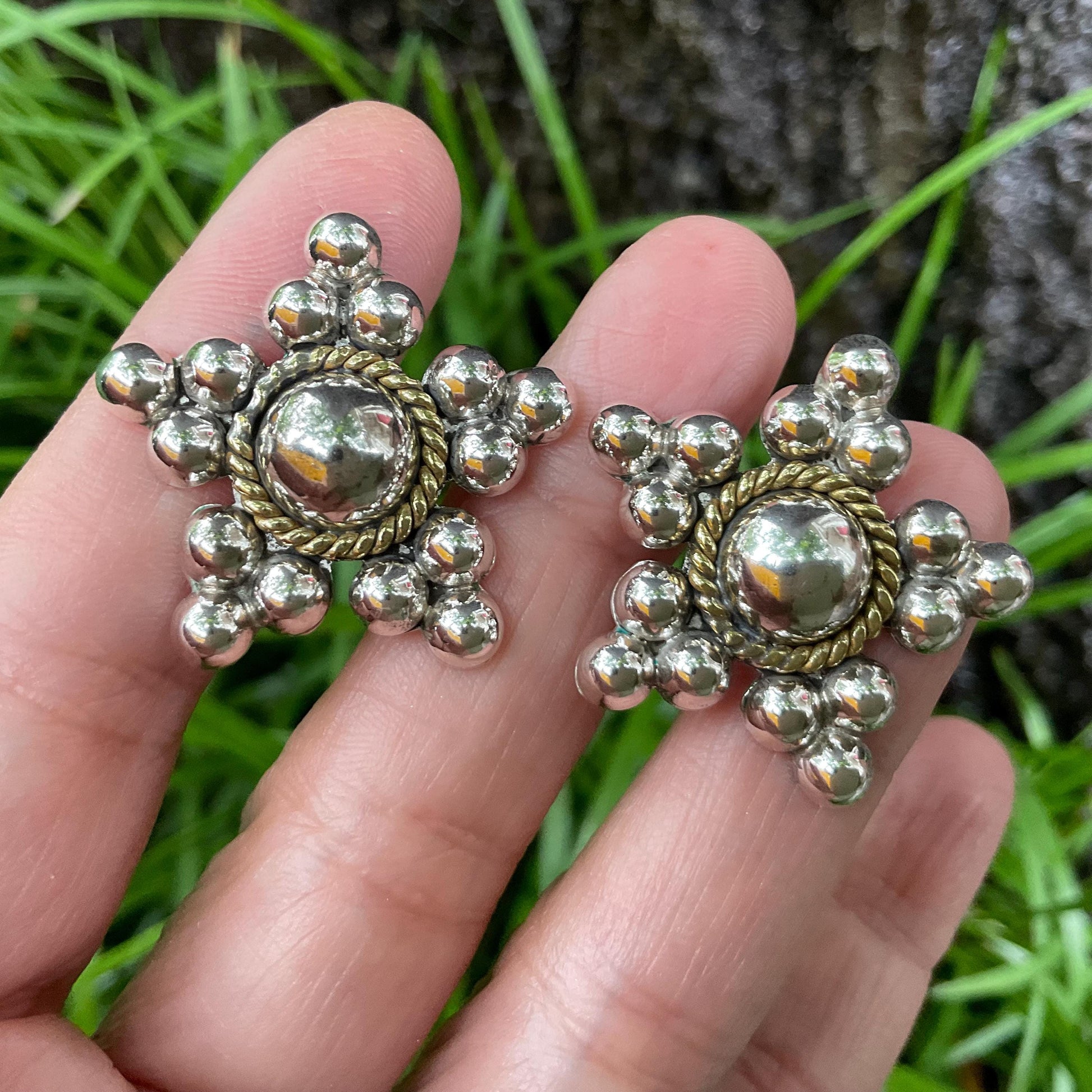 sterling silver Modernist star post vintage Earrings Colors Of Etnika
