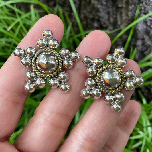 sterling silver Modernist star post vintage Earrings Colors Of Etnika