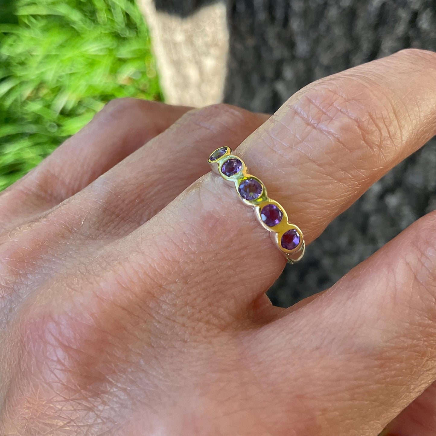 Sterling Silver Amethyst band ring 6.5 Colors Of Etnika