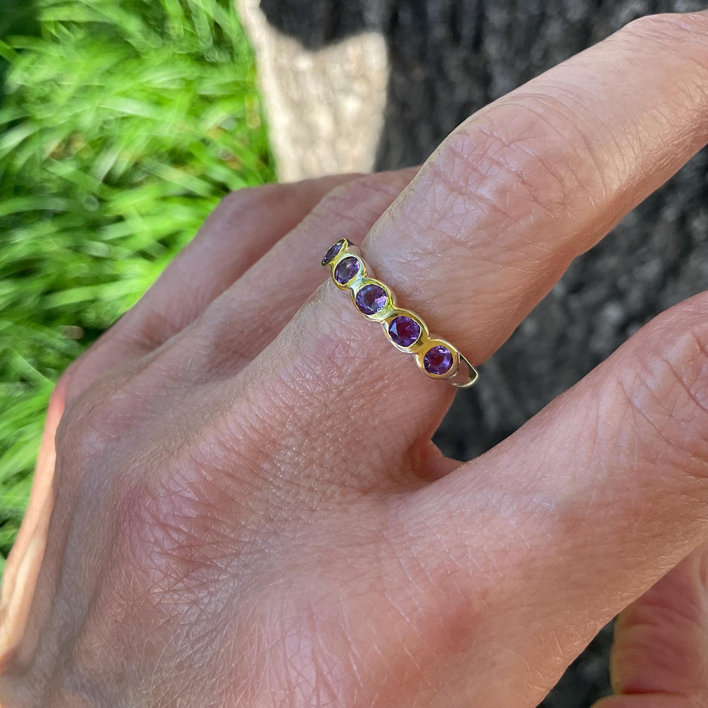 Sterling Silver Amethyst band ring 6.5 Colors Of Etnika