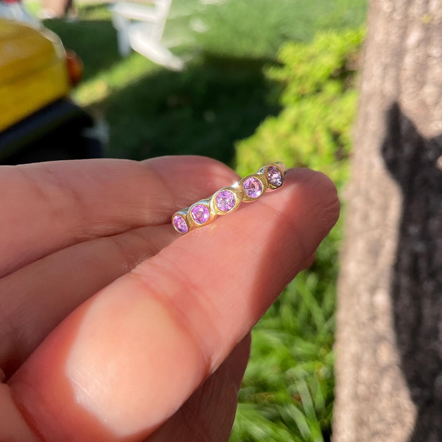 Sterling Silver Amethyst band ring 6.5 Colors Of Etnika