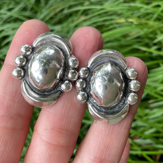 sterling silver Modernist repousse post Earrings Colors Of Etnika