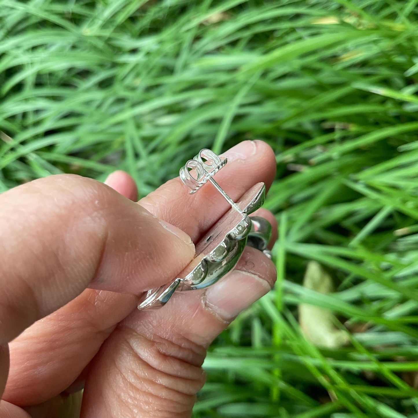 sterling silver Modernist repousse post Earrings Colors Of Etnika