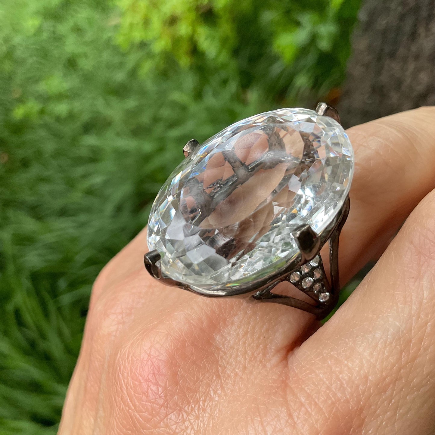 sterling silver natural quartz 60ct statement ring 7.5 Colors Of Etnika