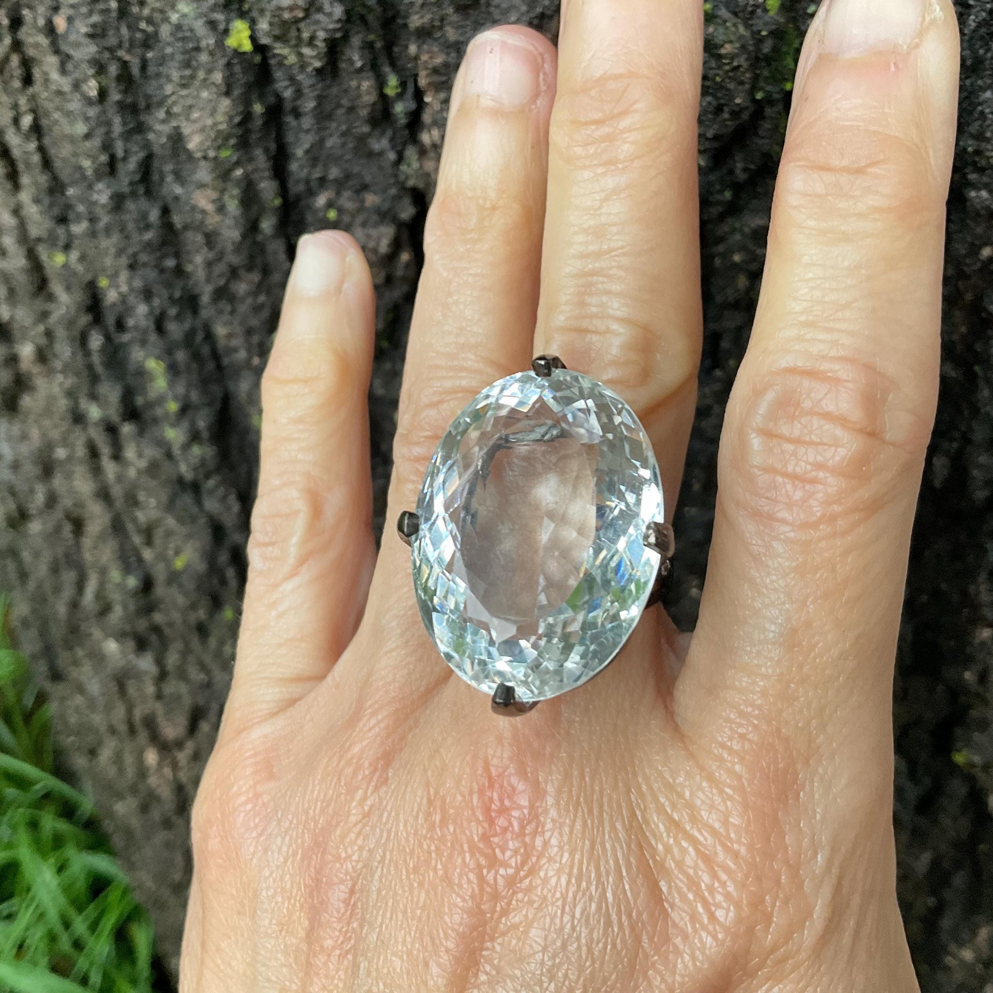 sterling silver natural quartz 60ct statement ring 7.5 Colors Of Etnika