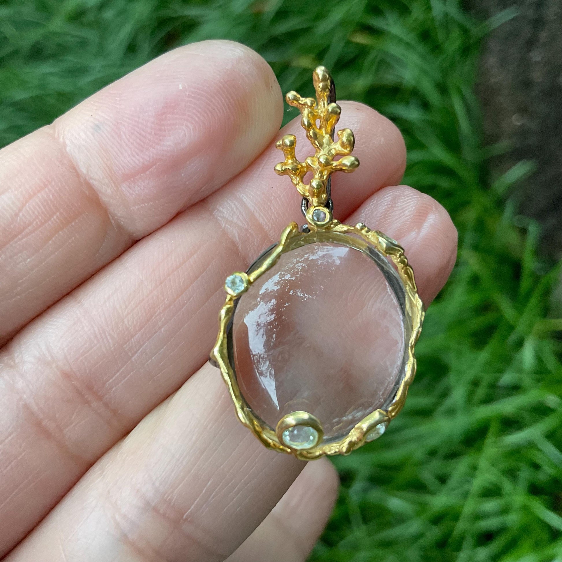 Sterling Silver ghostquartz  Pendant for Necklace Colors Of Etnika