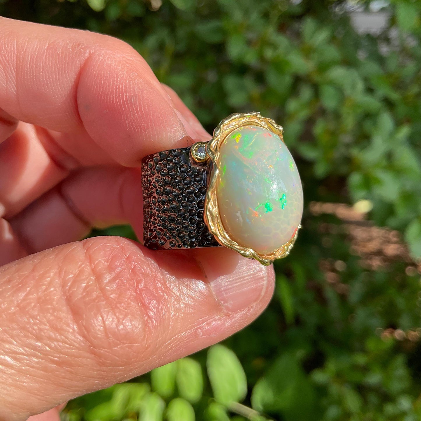 sterling silver Natural mesmerizing  opal  band ring 8 Colors Of Etnika