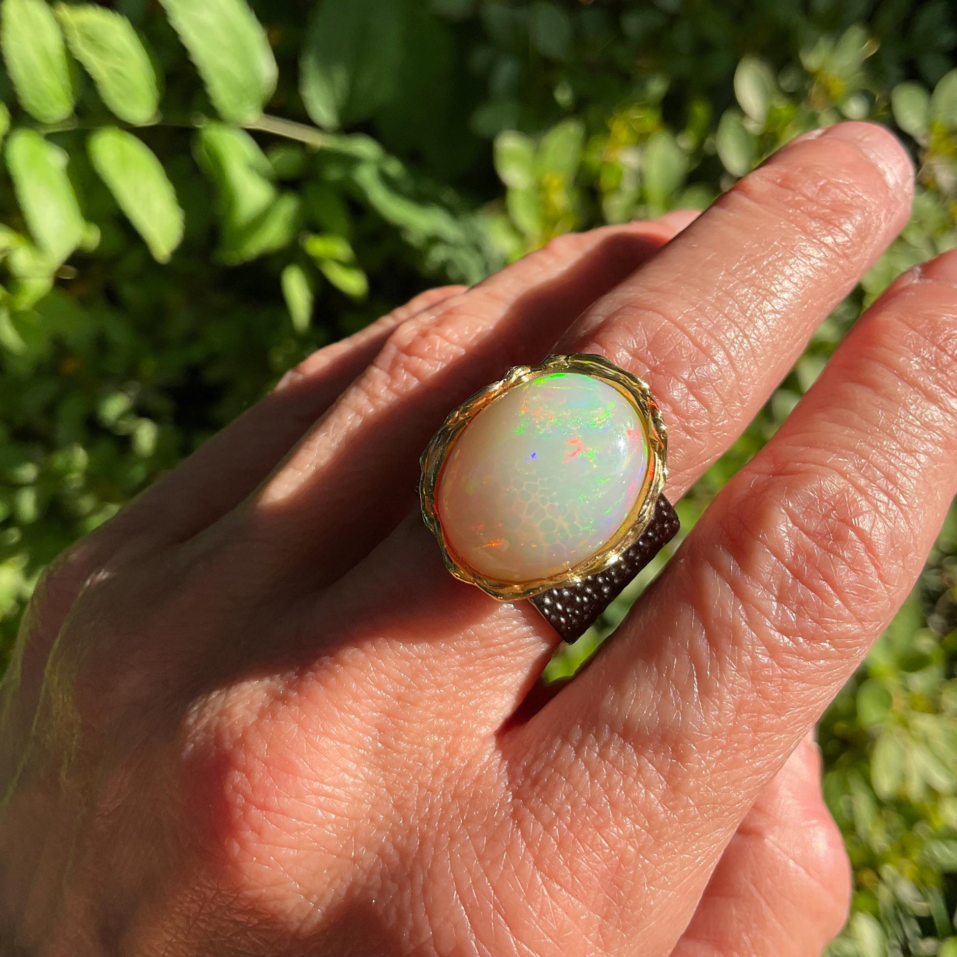 sterling silver Natural mesmerizing  opal  band ring 8 Colors Of Etnika