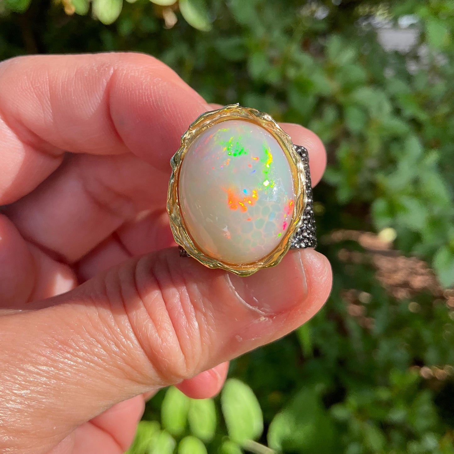 sterling silver Natural mesmerizing  opal  band ring 8 Colors Of Etnika