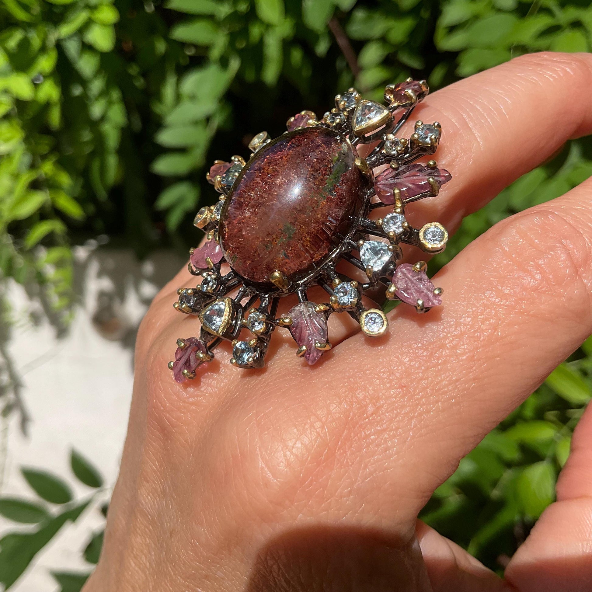 sterling silver ghost quartz tourmaline ring 8.5 Colors Of Etnika