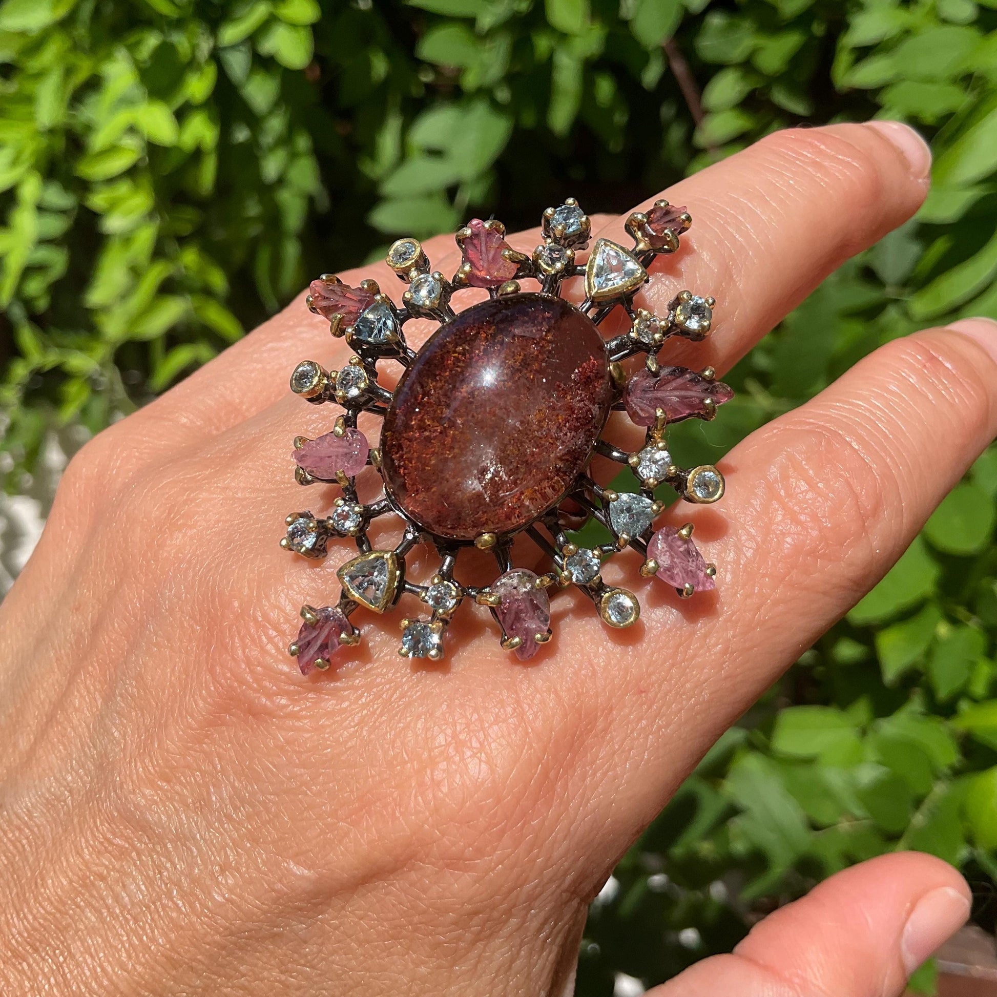sterling silver ghost quartz tourmaline ring 8.5 Colors Of Etnika