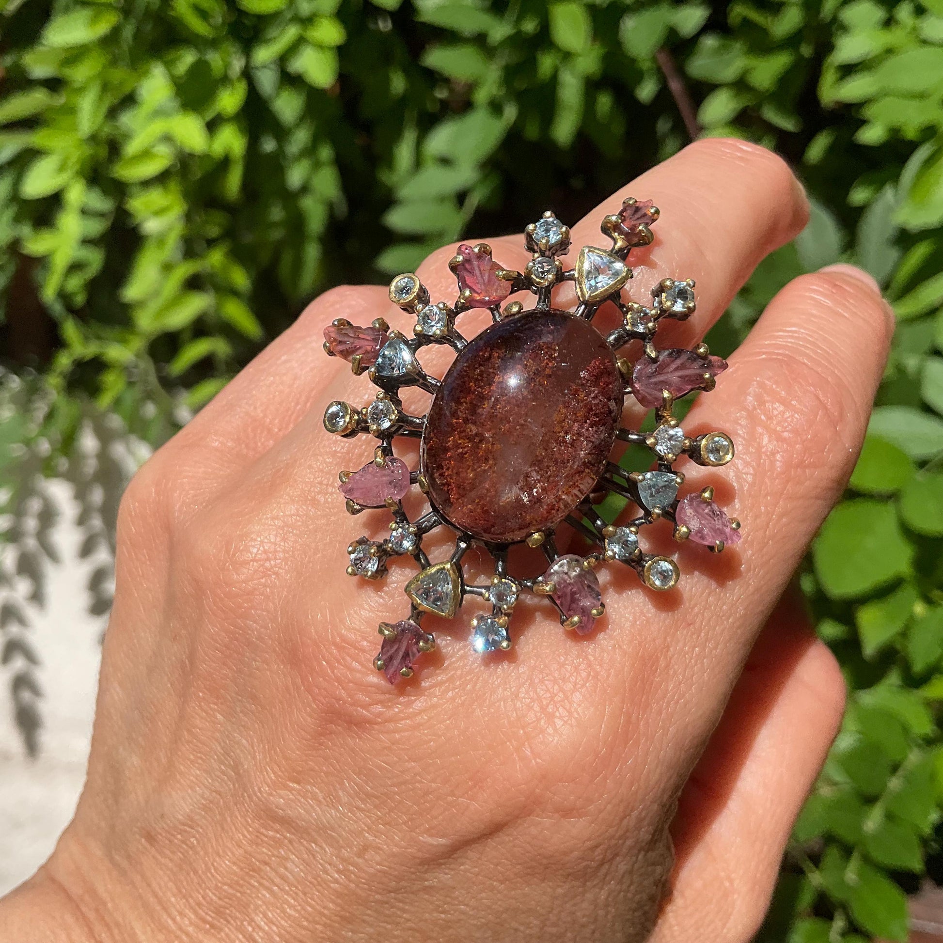 sterling silver ghost quartz tourmaline ring 8.5 Colors Of Etnika