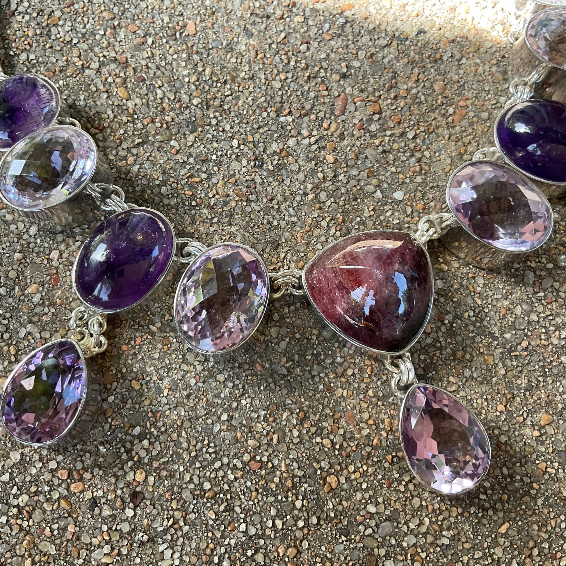 Amethyst Sterling Silver Necklace modernist choker Colors Of Etnika