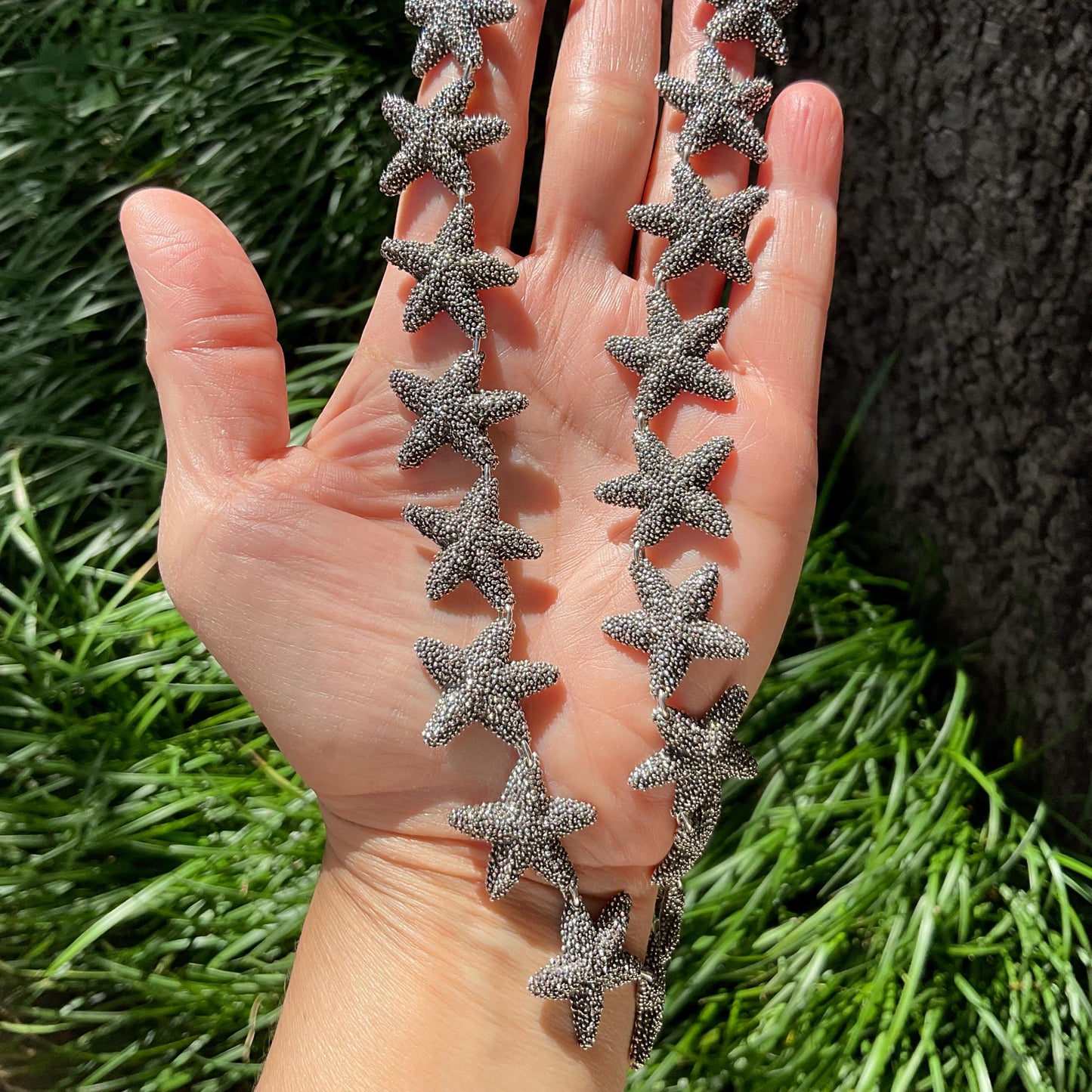 Sterling Silver starfish vintage Statement Necklace Colors Of Etnika
