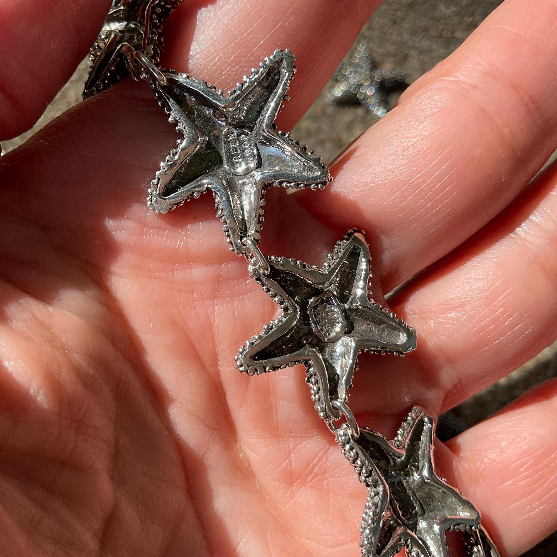 Sterling Silver starfish vintage Statement Necklace Colors Of Etnika