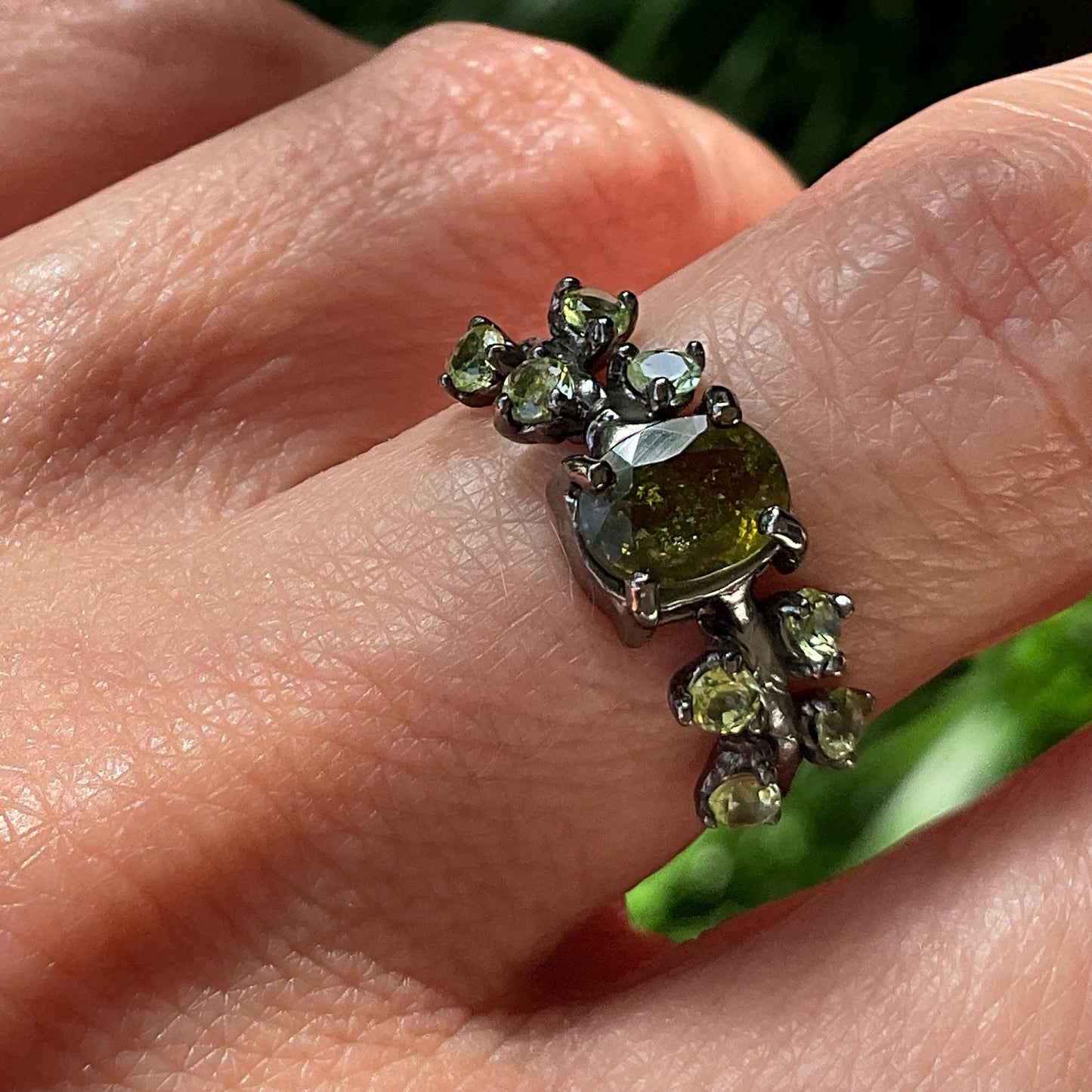 sterling Silver Dainty peridot Tourmaline ring 6 Colors Of Etnika