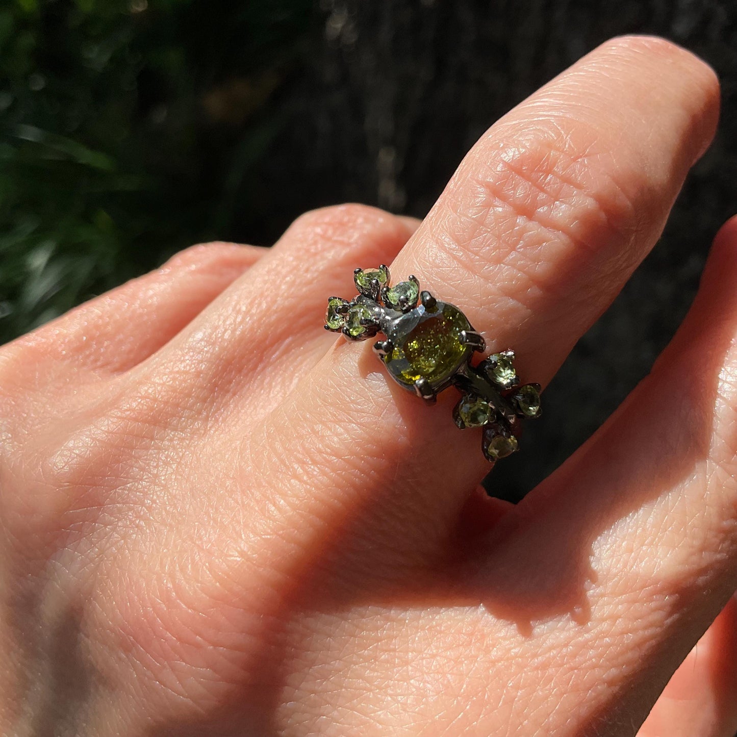 sterling Silver Dainty peridot Tourmaline ring 6 Colors Of Etnika