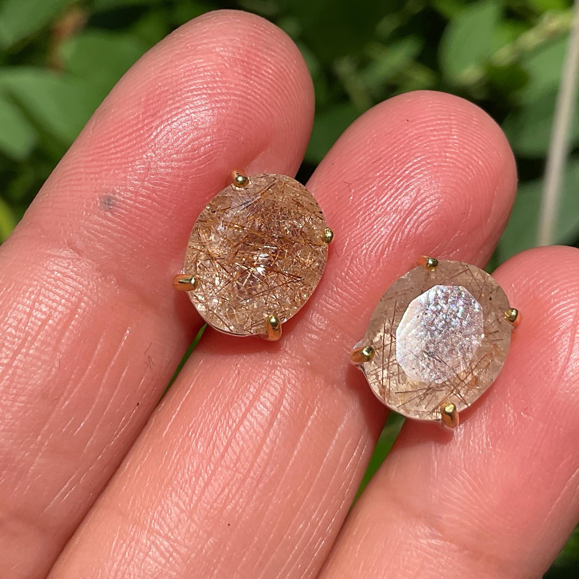 sterling silver statement rutilated quartz gold stud earrings Colors Of Etnika