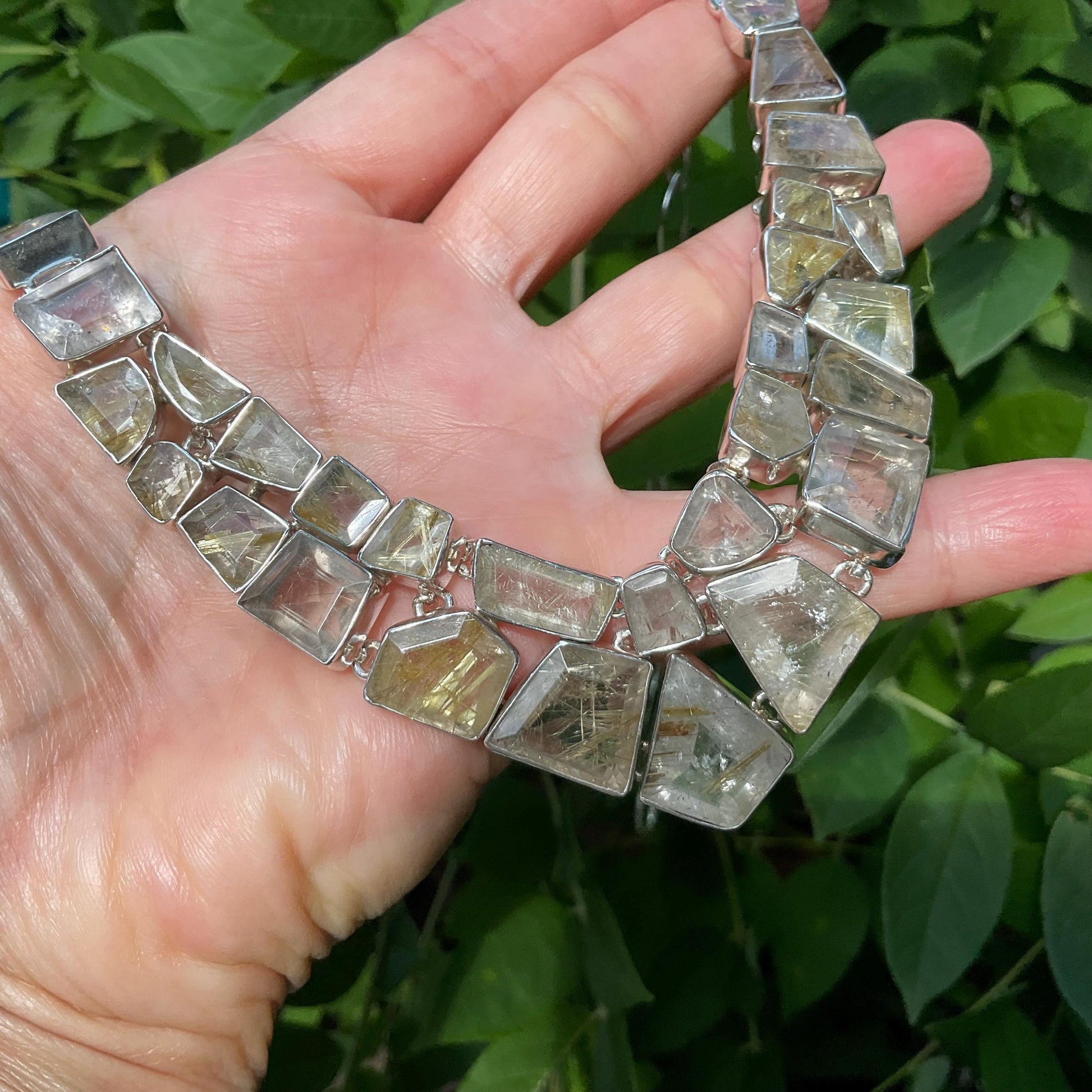Sterling silver rutile quartz golden ribbon necklace Colors Of Etnika