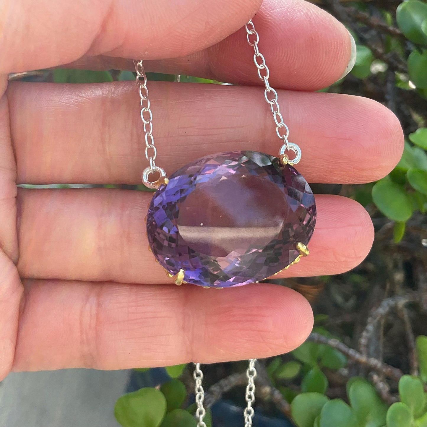 sterling silver amethyst pendant with necklace 30ct Colors Of Etnika