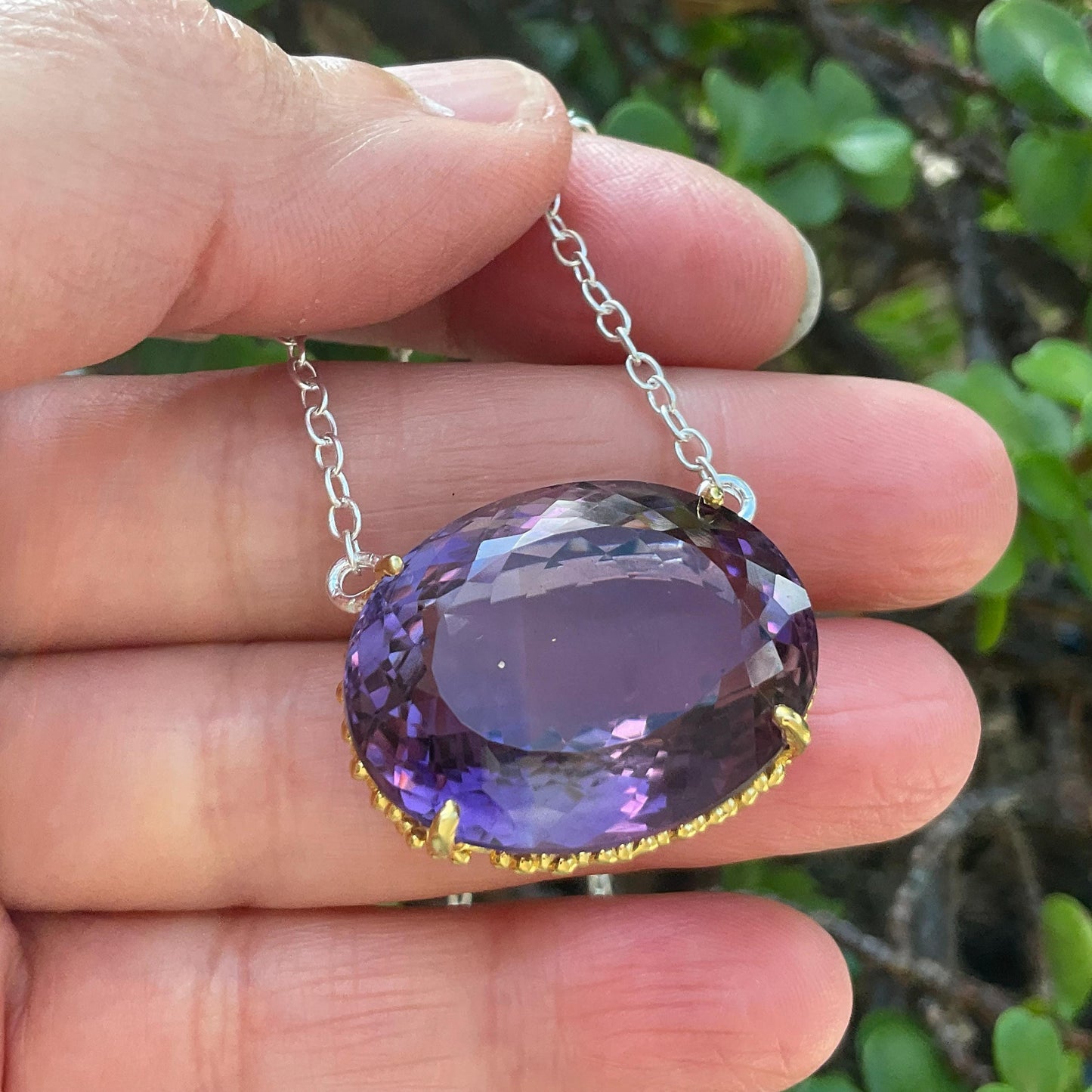 sterling silver amethyst pendant with necklace 30ct Colors Of Etnika