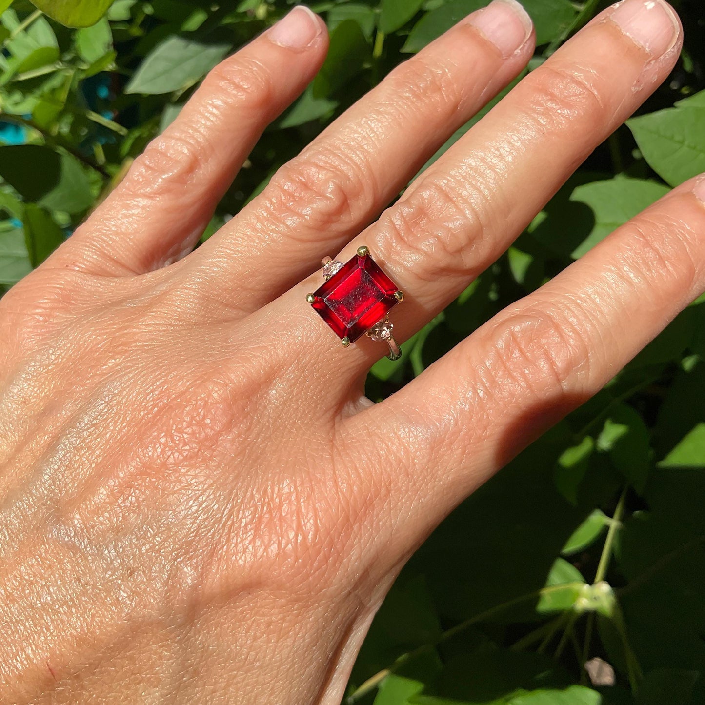 Sterling silver red hessonite garnet pink tourmaline ring 7 Colors Of Etnika