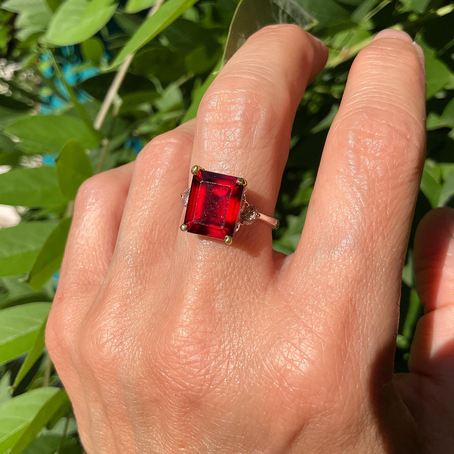 Sterling silver red hessonite garnet pink tourmaline ring 7 Colors Of Etnika
