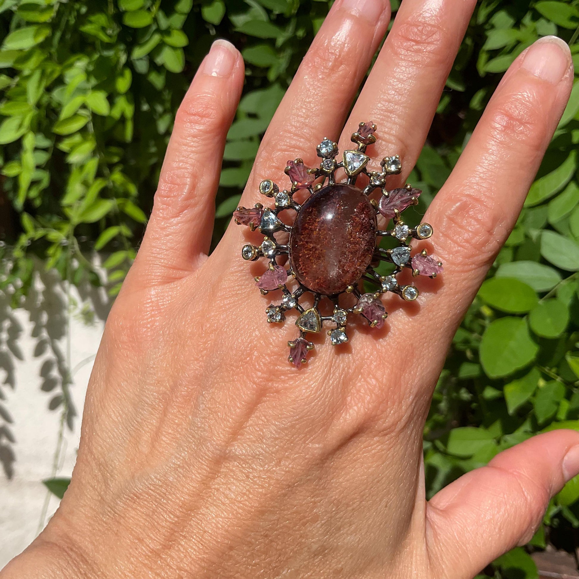 sterling silver ghost quartz tourmaline ring 8.5 Colors Of Etnika