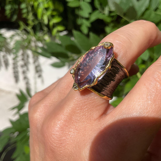 Sterling silver Marquis Amethyst statement band  Ring 8 Colors Of Etnika