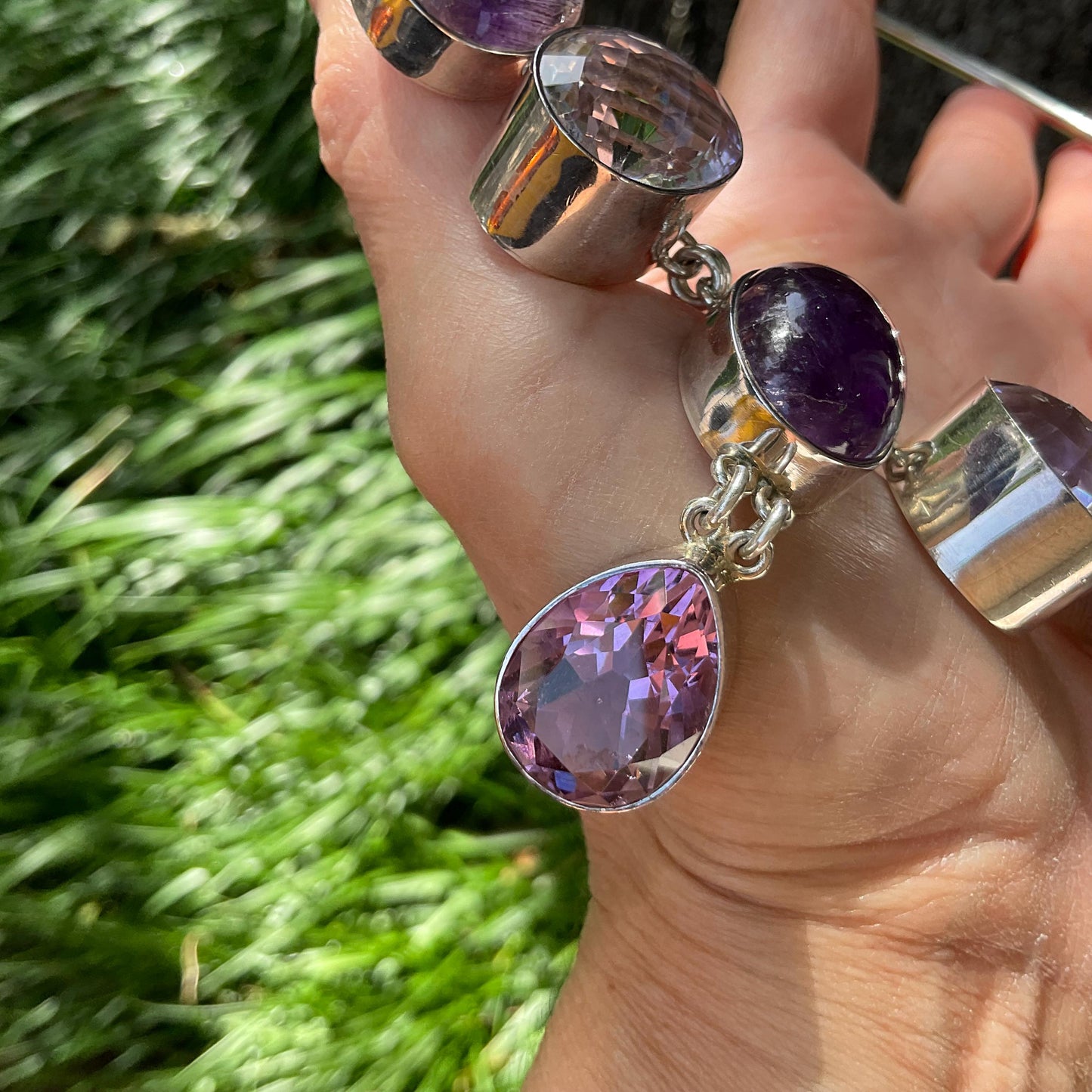 Amethyst Sterling Silver Necklace modernist choker Colors Of Etnika
