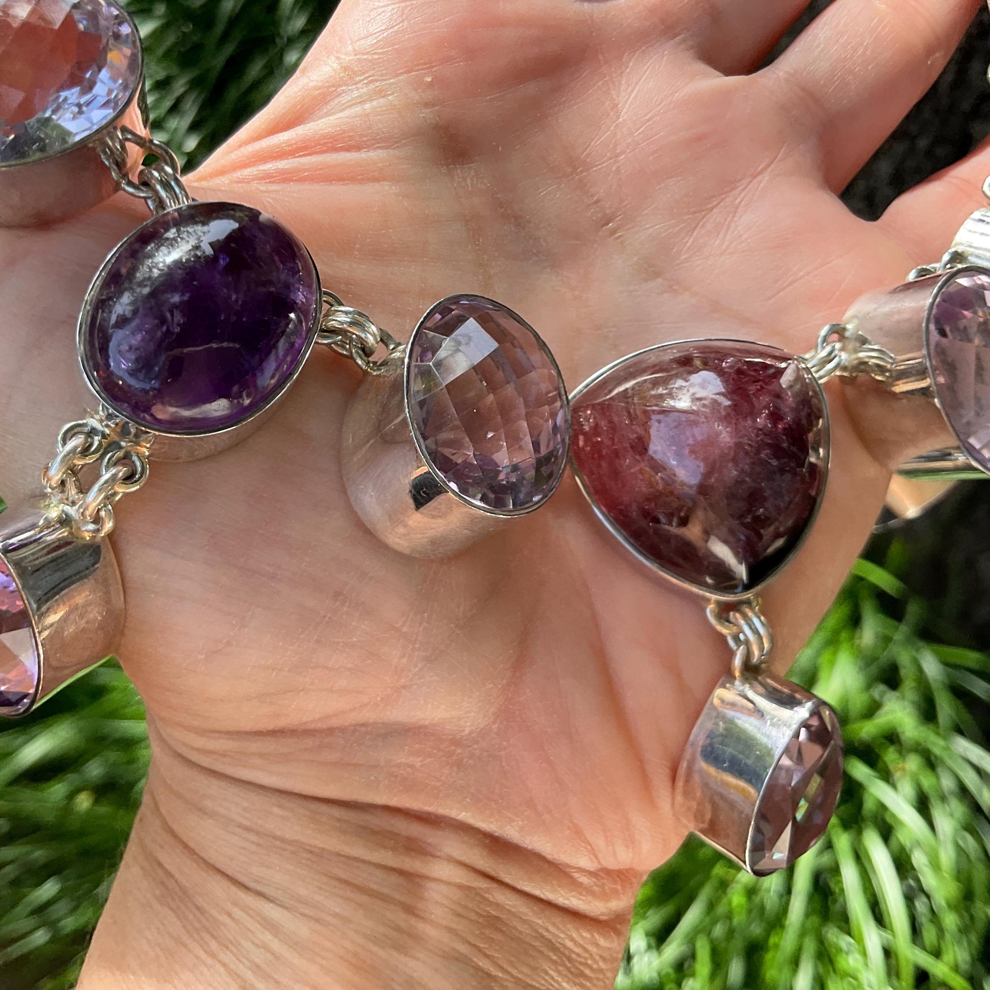 Amethyst Sterling Silver Necklace modernist choker Colors Of Etnika