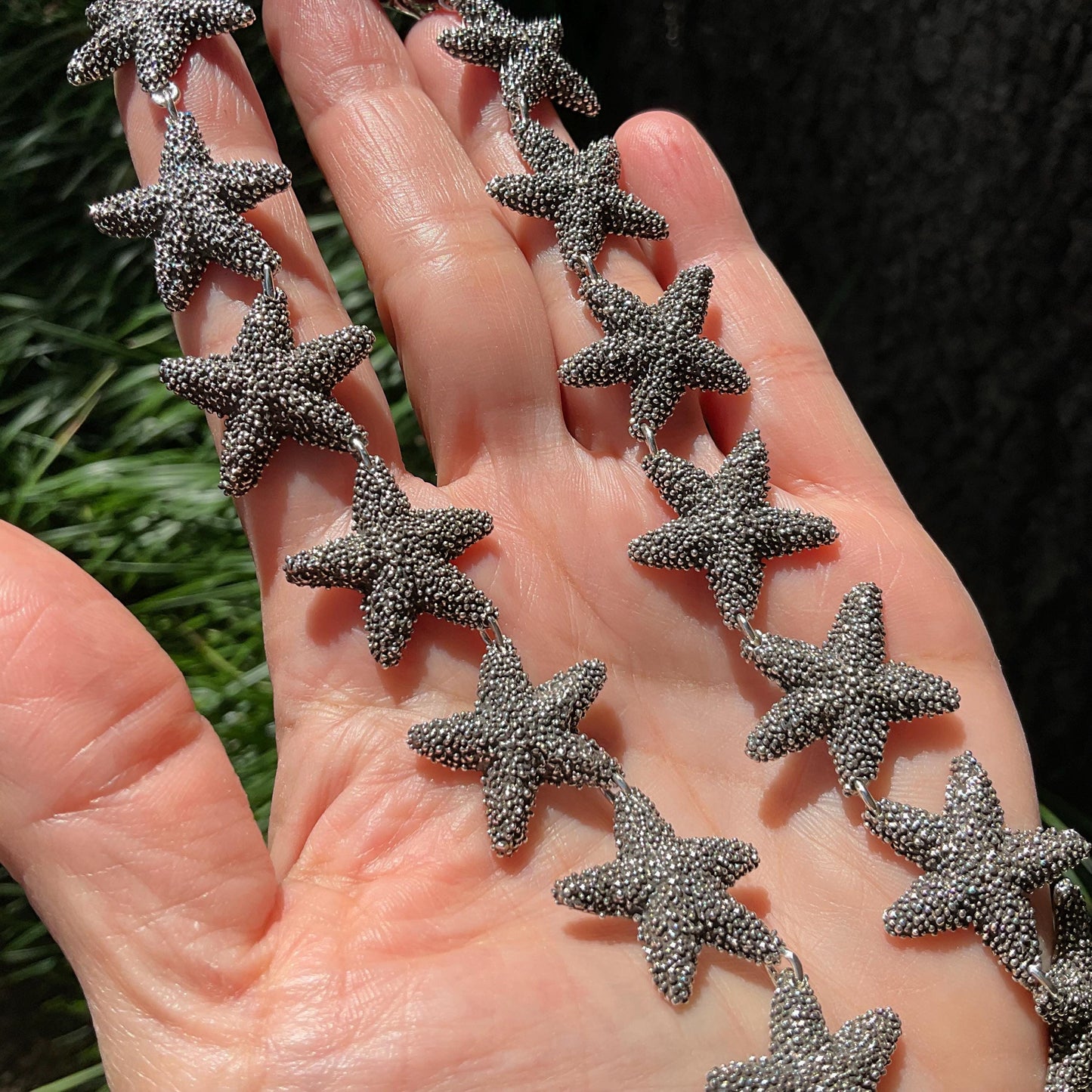 Sterling Silver starfish vintage Statement Necklace Colors Of Etnika