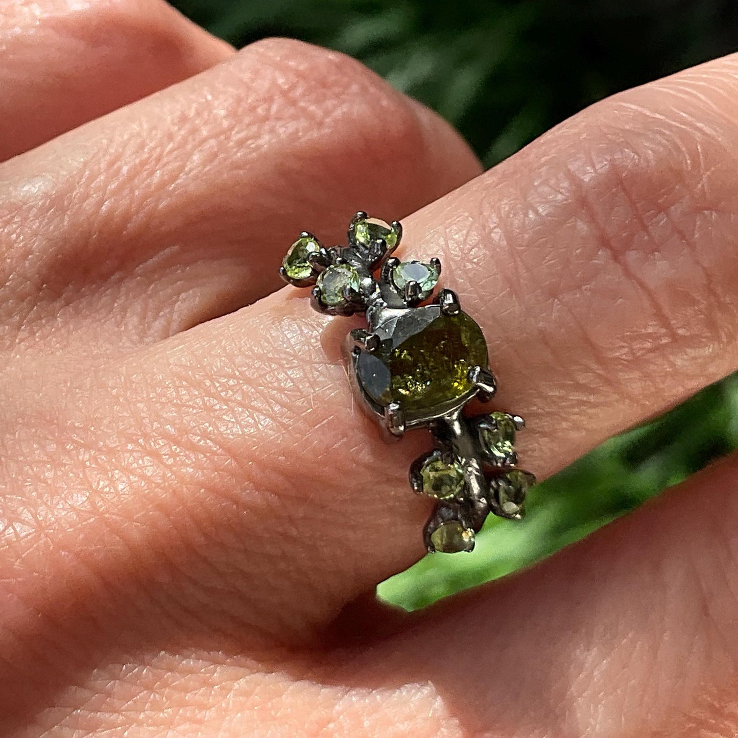 sterling Silver Dainty peridot Tourmaline ring 6 Colors Of Etnika