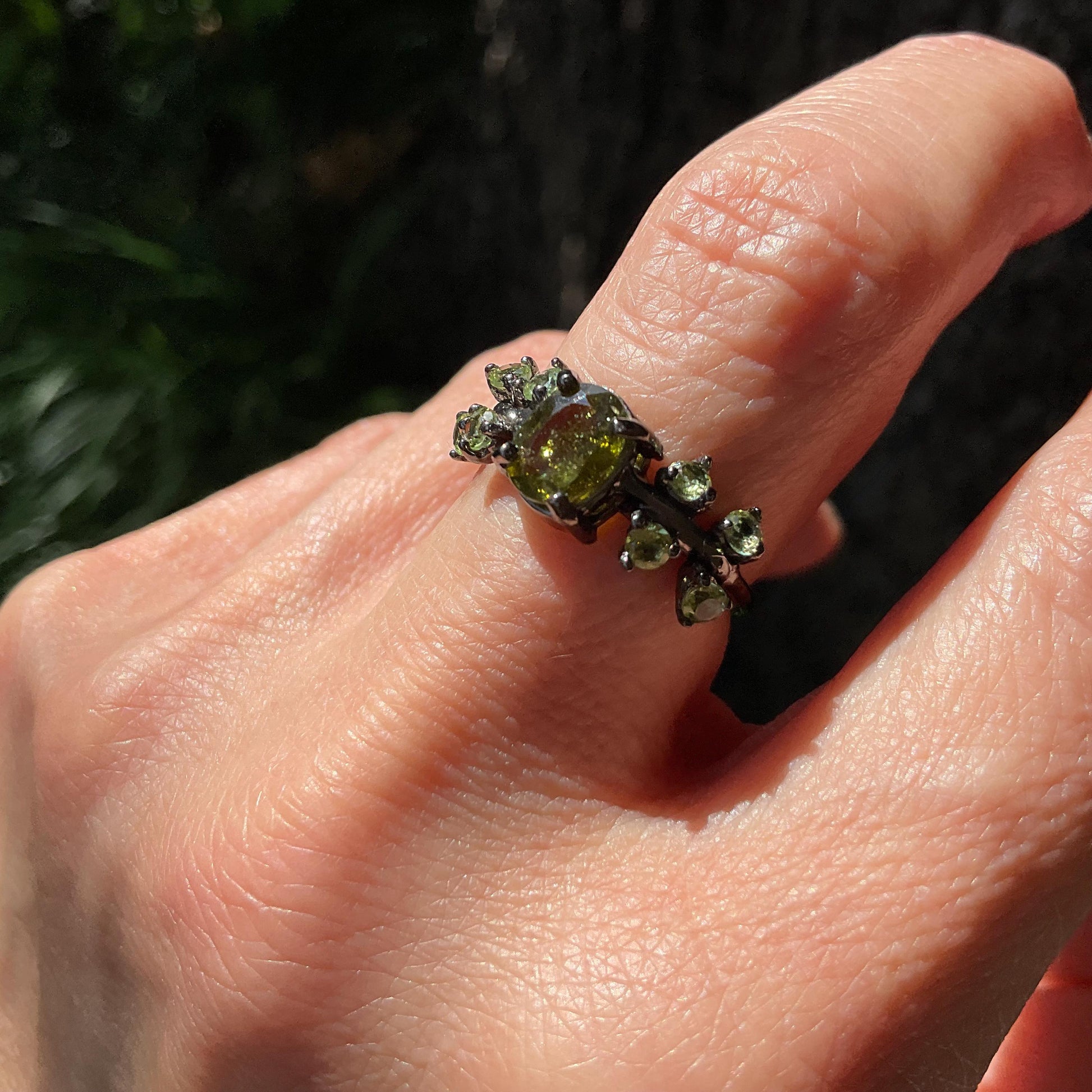 sterling Silver Dainty peridot Tourmaline ring 6 Colors Of Etnika